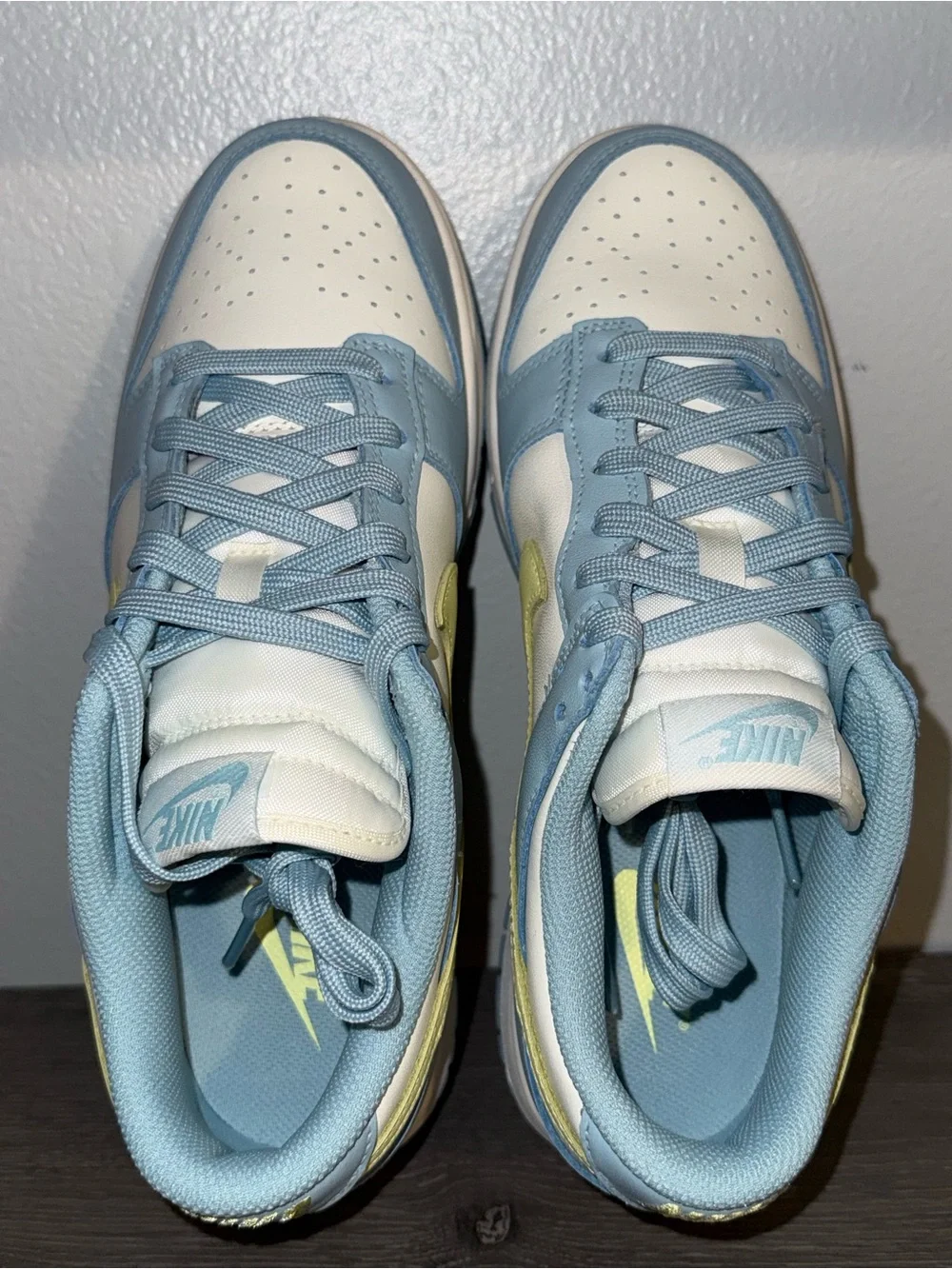 Women’s Nike Dunk Low Sneakers Sail/Citron Tint/Ocean Bliss Size 10 New In Box